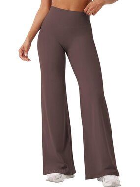 Women's Plum Brown No Front Seam Straight High Waist Imported Yoga Leggings